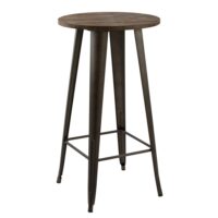 Table de bar ronde 2 personnes en bois foncé D60 cm-Bois-Noir-Rendez-Vous Déco