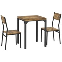 Table de cuisine 2 chaises encastrables en bois blanc-Bois-Marron-Homcom