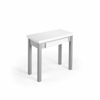 Table de cuisine extensible en mélamine et acier blanc‑gris L40/80-Mélamine-Blanc-Herdasa