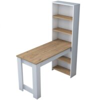 Table de cuisne avec étagère de rangement intégré- l120 cm - blanc--Blanc-Calicosy