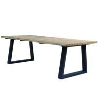 Table de jardin 10 personnes en teck et aluminium noir l240-Aluminium-Marron-Gescova