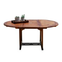 Table de jardin en teck huilé massif extensible ovale 6/8 pers.-Teck-Marron-BERAH GETAH