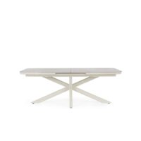 Table de jardin extensible pierre et métal l200/260 gris cendré-Métal-Gris-Hellin