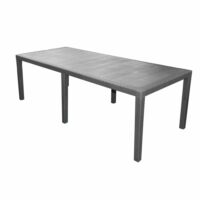 Table de jardin rectangulaire effet rotin gris anthracite L220cm--Gris-Wadiga