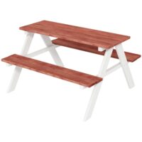 Table de pique-nique pour enfants 2 bancs bois massif marron et blanc-Bois-Marron-Outsunny