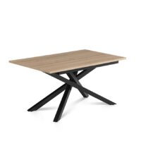 Table de repas fixe en mélamine et fer pour 6 personnes L140-Mélamine-Marron-Hispanohogar