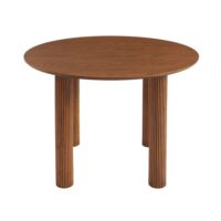 Table de séjour ronde placage chêne couleur noyer 115 cm-Chêne-Marron-Sorelh