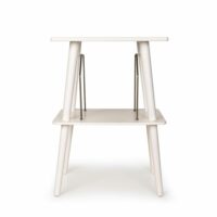 Table en placage blanc avec rangement pour disques vinyle--Blanc-Crosley