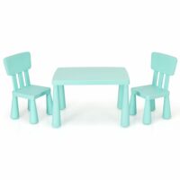 Table et 2 chaises enfant en plastique pour enfants 1-7 ans vert-Plastique-Vert-Giantex