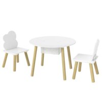 Table et chaises enfant trois pièces avec rangement bois blanc-Bois-Blanc-AIYAPLAY