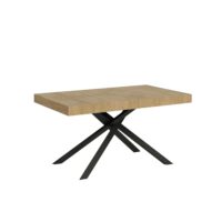 Table extensible 90x160/420 cm effet bois chêne nature-Bois-Marron-Ityhome