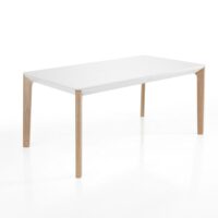 Table extensible en MDF chêne blanc mat 75 x 90 x 160-240 cm-Chêne-Blanc-ORESTELUCHETTA