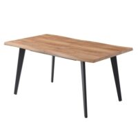 Table extensible en métal et plateau effet bois brut 6 à 8 places-Métal-Marron-Toilinux
