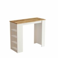 Table haute de cuisine 4 niches décor bois / blanc-Bois-Marron-Pier import