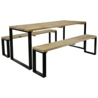 Table jardin 6 personnes bois et metal-Bois-Beige-Cerland
