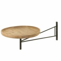 Table murale pivotante ronde bois/métal naturel 111cm-Métal-Marron-J-line