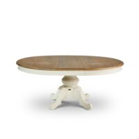 Table ovale en chêne 1 rallonge 6/8 couverts blanc-Chêne-Blanc-Robin des Bois