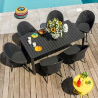 Table rectangulaire extensible 8/10/12 personnes aluminium gris-Aluminium-Gris-Morel