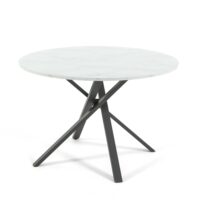 Table ronde ⌀110 cm avec pieds en métal et plateau effet marbre-Métal-Blanc-Siediti Fuori e Dentro