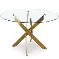 Table ronde 6 places en verre et pieds or-Verre-Doré-Menzzo