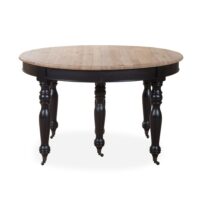 Table ronde extensible en bois massif noir 12 personnes-Bois-Noir-INTENSE DECO