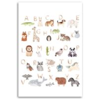 Tableau alphabet avec des animaux 40 x 50 cm--Blanc-Feeby
