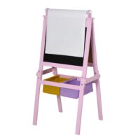 Tableau blanc & à craie enfant rouleau papier rangement intégrés rose-Papier-Rose-Homcom