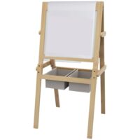 Tableau chevalet enfant ardoise double face bois massif naturel-Bois-Beige-AIYAPLAY