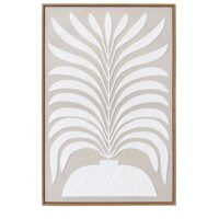 Tableau en lin avec impression 3D beige et blanc 93x63x4 cm-Lin-Beige-Hispanohogar