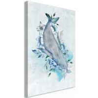 Tableau enfant baleine et fleurs - 40 x 60 cm - artgeist--Bleu-Artgeist