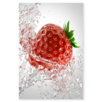 Tableau fraise et goutte d'eau impression sur verre acrylique 30x45 cm-Verre-Rouge-Hexoa