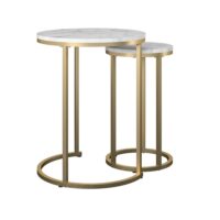 Tables gigognes en effet marbre blanc--Blanc-Novogratz