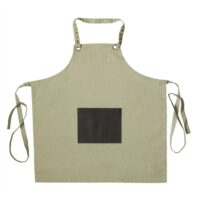Tablier en tissu beige avec poche en simili cuir marron-Tissu-Beige-Sabatier Trompette