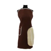 Tablier nid d'abeille en coton marron-Coton-Marron-Linandelle