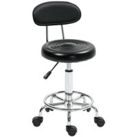 Tabouret à roulettes hauteur réglable cadre en acier noir--Noir-Homcom