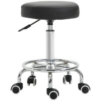 Tabouret à roulettes hauteur réglable revêtement synthétique noir--Noir-Vinsetto