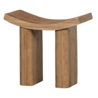 Tabouret bas avec assise arrondi moderne en bois 50x25x45cm-Bois-Beige-Meubles & Design