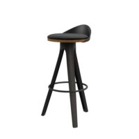 Tabouret bas avec assise en similicuir et pieds en polypropylène-Polypropylène-Noir-Koketto Home