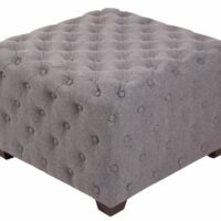 Tabouret bas carré capitonné en tissu Gris-Tissu-Gris-CLP