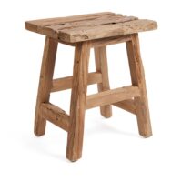 Tabouret bois de teck recyclé marron 39x30x47cm-Teck-Beige-Bazar Bizar