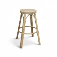 Tabouret de bar d'extérieur en aluminium effet rotin beige-Aluminium-Beige-Now's Home