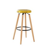 Tabouret de bar design avec repose-pieds pieds en hêtre--Doré-SoBuy