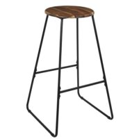 Tabouret de bar en acacia marron et noir--Marron-The Home Deco Factory