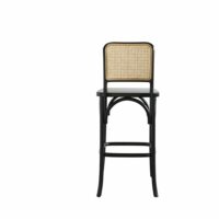 Tabouret de bar en acajou massif et cannage noir--Noir-BERAH GETAH
