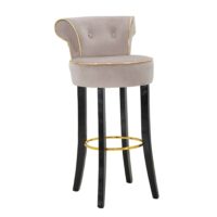 Tabouret de bar en bois et tissu gris 46x48x96 cm-Tissu-Gris-Mauro Ferretti