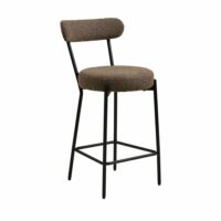 Tabouret de bar en tissu bouclette et métal h65cm - marron-Métal-Marron-House Nordic