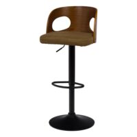 Tabouret de bar en tissu moutarde assise 65-75 cm émilie jaune-Tissu-Jaune-Amadeus