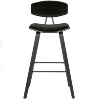 Tabouret de bar en tissu velours noir-Tissu-Noir-WOOD Exclusive
