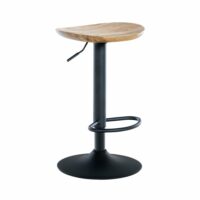 Tabouret de bar industriel réglable en bois Nature-Bois-Marron-CLP