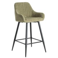 Tabouret de bar tissu vert et métal noir 47x47x93cm-Métal-Vert-Ixia